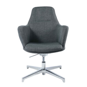 BM 1296 sillón de descanso de respaldo bajo, estructura tipo concha con brazos, base de aluminio