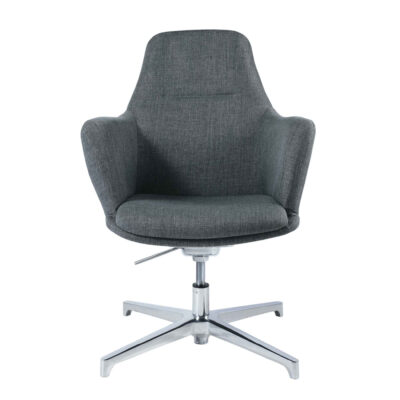 BM 1296 sillón de descanso de respaldo bajo, estructura tipo concha con brazos, base de aluminio