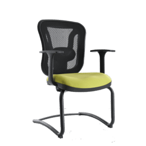 BM 1002 silla visitante, respaldo en malla con soporte lumbar, brazos fijos, trineo negro