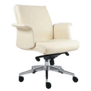 BM 1241 Silla ejecutiva respaldo bajo, brazos en madera domada, base de aluminio