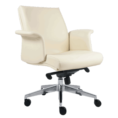 BM 1241 Silla ejecutiva respaldo bajo, brazos en madera domada, base de aluminio