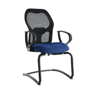 BM 2903 silla visitante, respaldo en malla con ajuste de soporte lumbar, brazos fijos, trineo negro