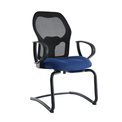 BM 2903 silla visitante, respaldo en malla con ajuste de soporte lumbar, brazos fijos, trineo negro