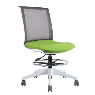 BM 7605 silla alta tipo banco, base de 5 puntas en color blanco