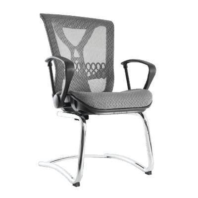 BM 9503 silla para visitante con brazo fijo, tapizado con malla Flex en asiento y respaldo, trineo cromado