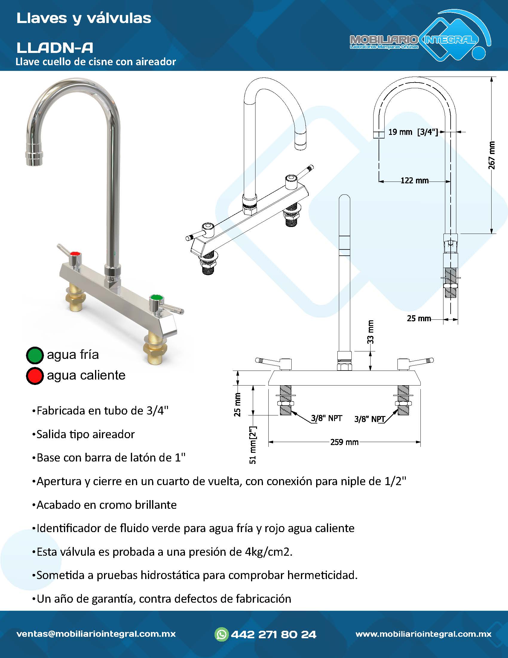LLADN-A Llave cuello de cisne con aireador - Imagen 2
