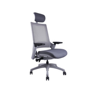 BM 7900 silla para dirección respaldo alto con cabecera, estructura gris con brazos