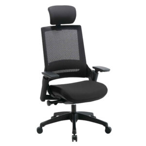 BM 7910 sillón ergonómico de uso pesado con cabecera, en estructura de nylon color negro