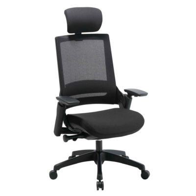 BM 7910 sillón ergonómico de uso pesado con cabecera, en estructura de nylon color negro